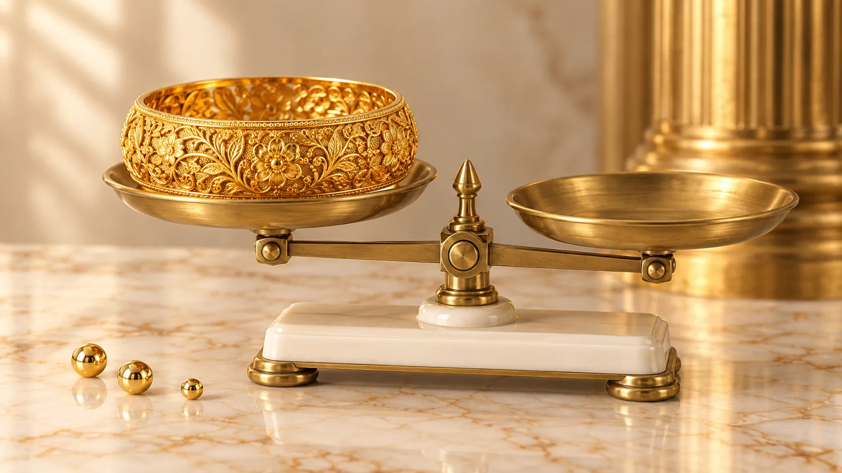 إسورة ذهب على ميزان صائغ صغير