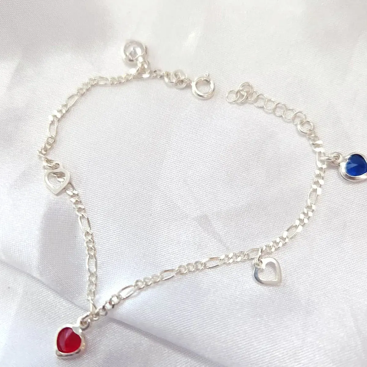 Coloured Heart Charm Bracelet