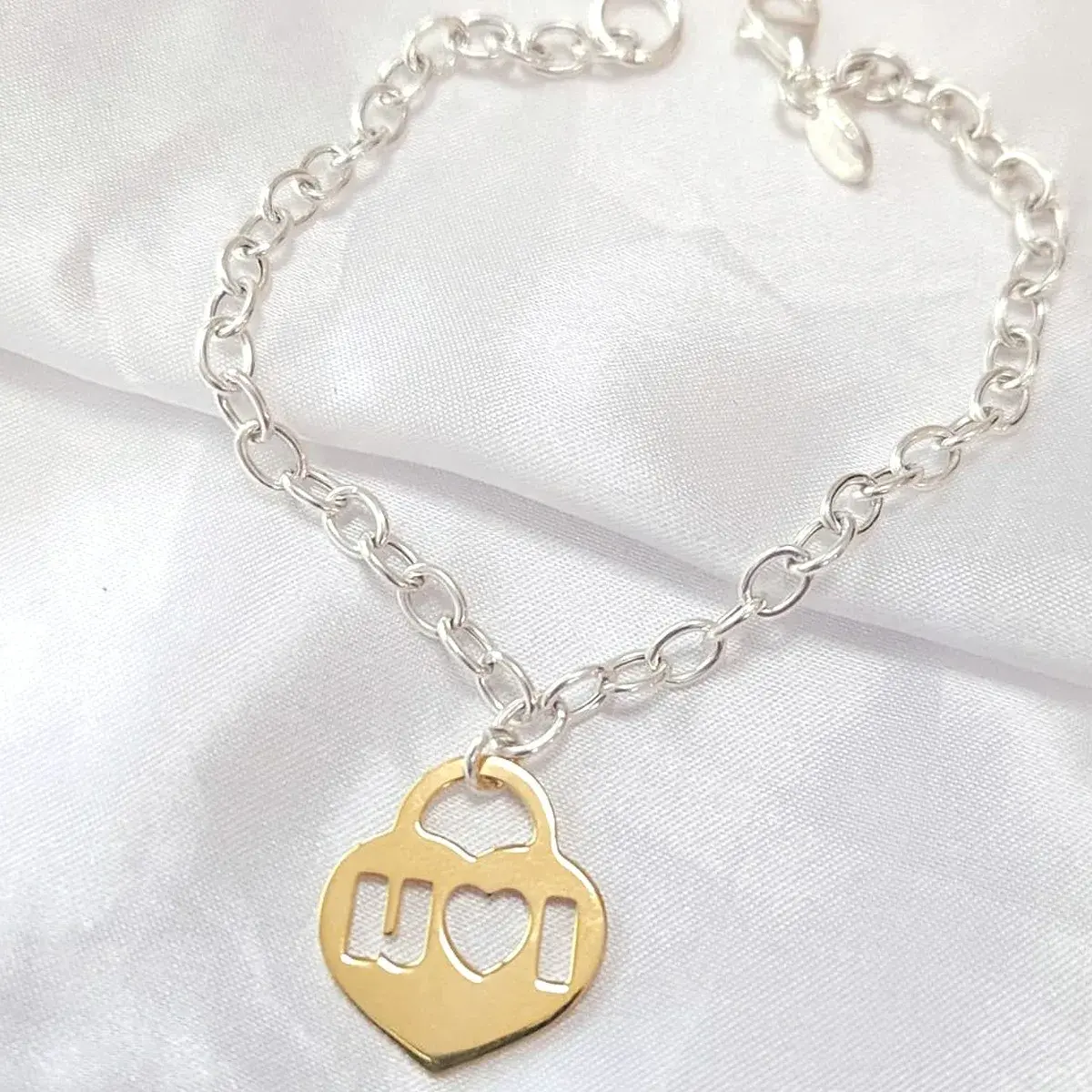 Gold-Tone Heart Lock Charm Bracelet