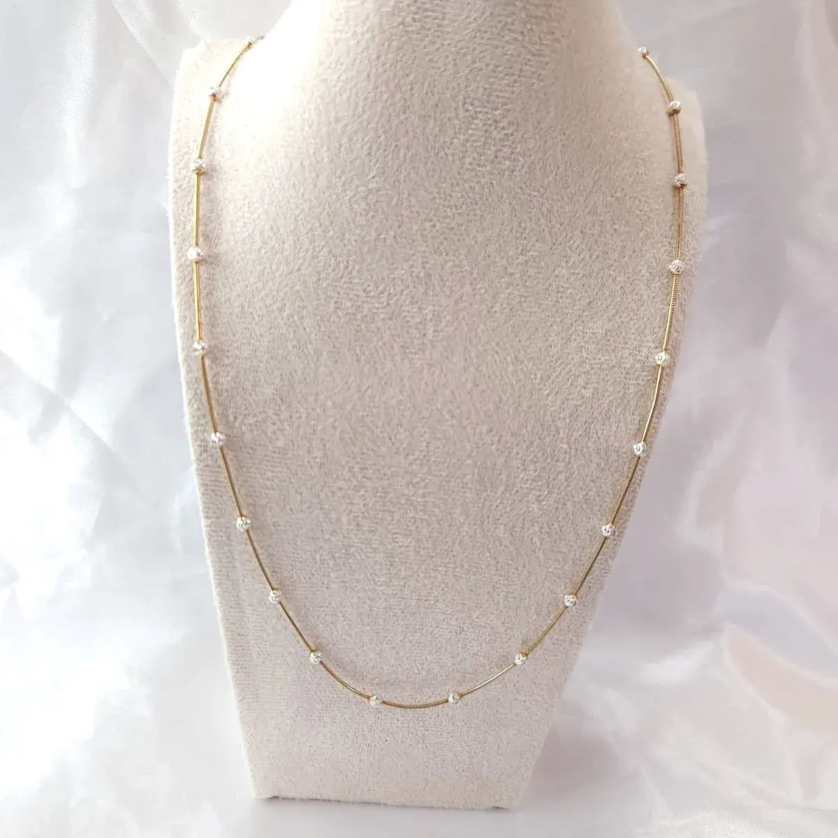 Gold-Tone Bead Station Chain Necklace