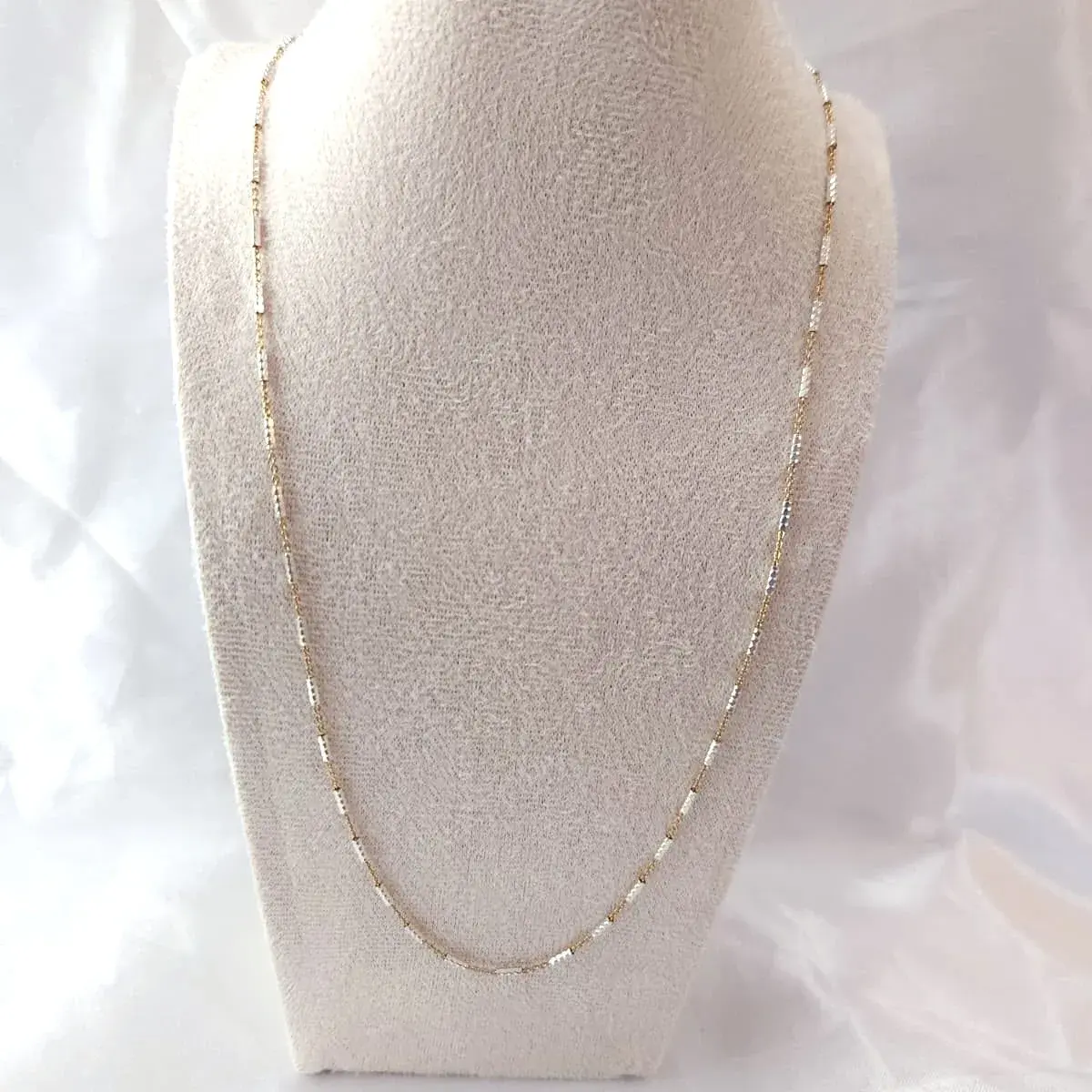 Two-Tone Bar Link Chain Necklace