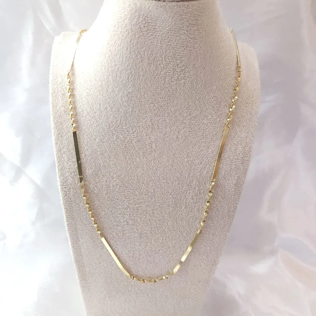 Gold-Tone Bar and Twist Chain Necklace