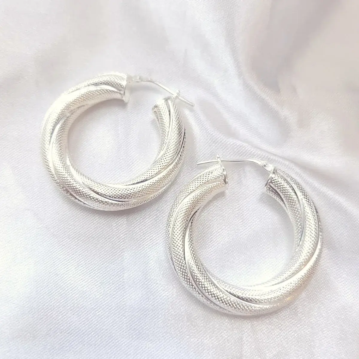 Textured Twist Hoop Earrings