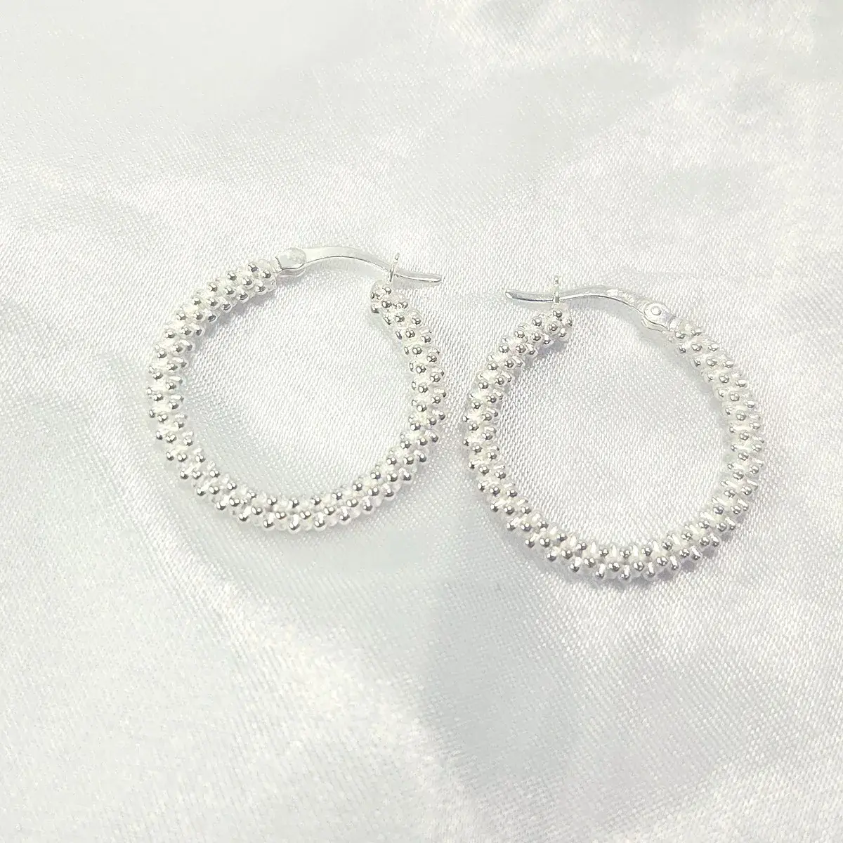 Beaded Texture Hoop Earrings