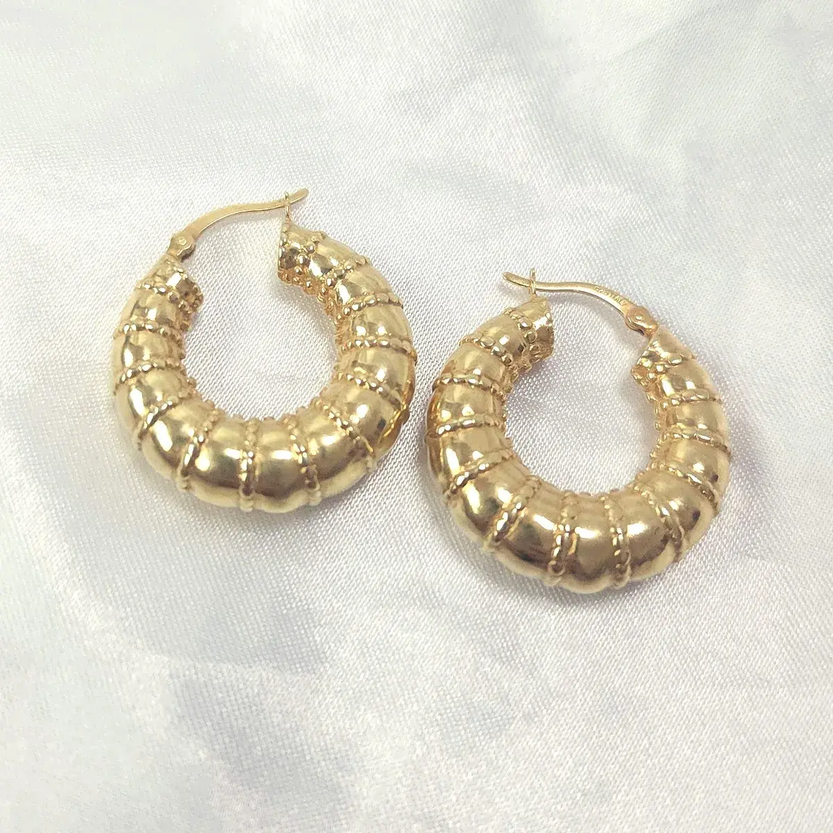 Gold-Tone Puffed Hoop Earrings