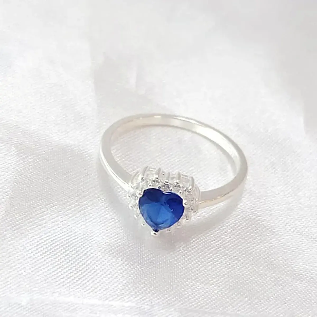 Blue Heart Halo Ring