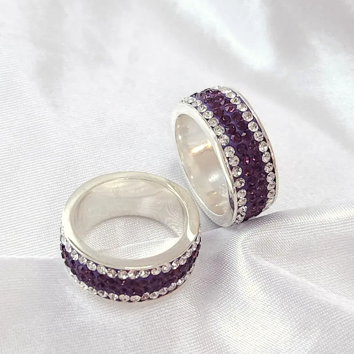 Purple Crystal Wide Band Ring