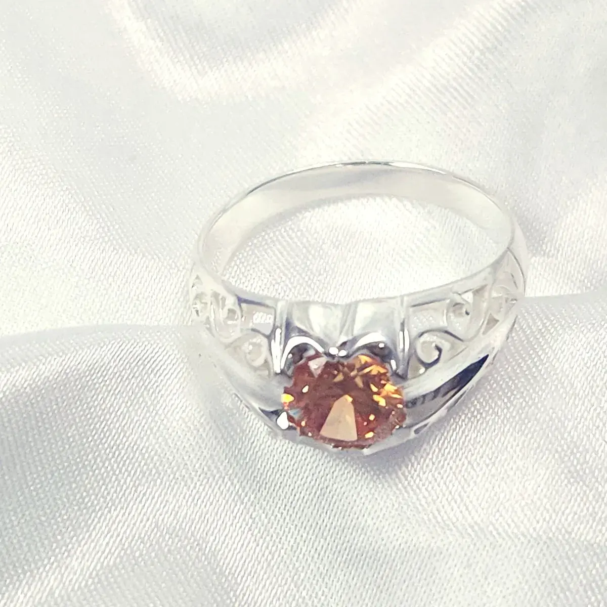 Orange Stone Filigree Ring